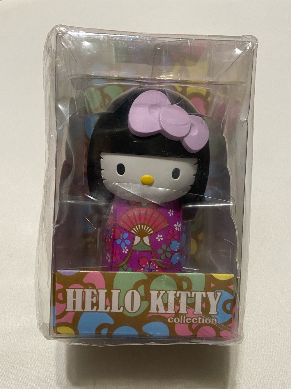 Hello Kitty Pink and Black Japanese Kokeshi Doll Figurine